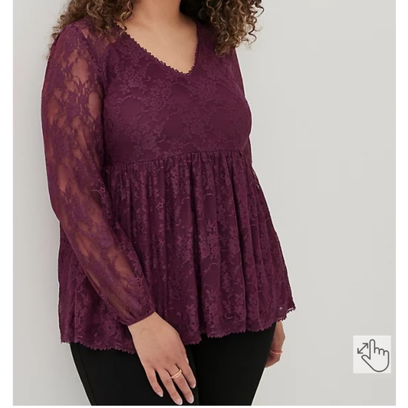 BABYDOLL LACE V-NECK TOP Size 3 - Picture 5 of 7